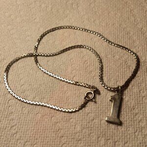 Vintage Sterling Silver 925 #1 Number One Pendant Necklace 16 Inch